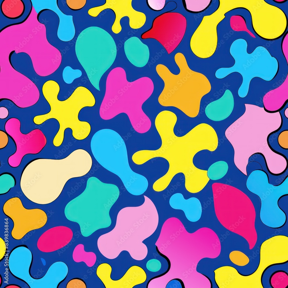 Seamless pattern of rainbow-colored blots in a spectrum of vivid hues for a joyful and vibrant design, Generative AI Seamless pattern of rainbow-colored blots in a spectrum of vivid hues for a joyful and vibrant design, Generative AI