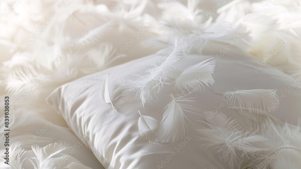 Obraz premium Close-up of a luxurious white pillow stuffed