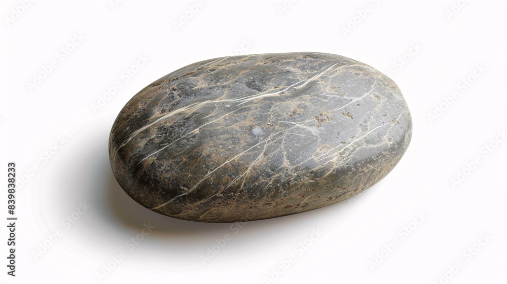 Fototapeta premium Flat skipping stone with subtle veins on a white background