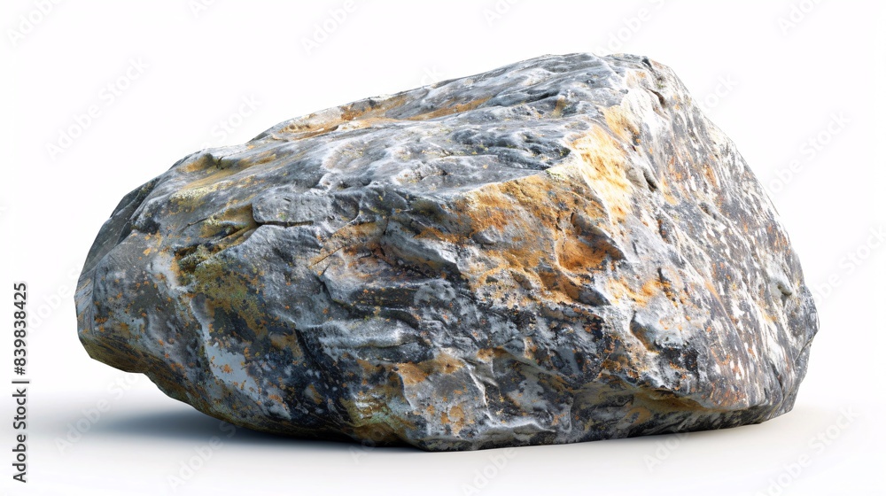 Obraz premium Smooth gray rock on a clean white background