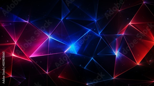 Abstract Geometric Neon Pattern with Blue and Red Intersecting Lines.