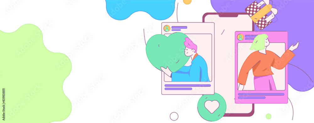 Virtual characters social communication concept business flat vector hand drawn illustration
Virtual characters social communication concept business flat vector hand drawn illustration