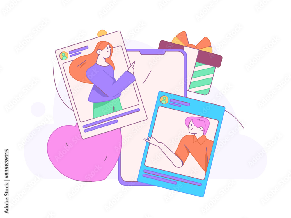 Virtual characters social communication concept business flat vector hand drawn illustration
Virtual characters social communication concept business flat vector hand drawn illustration