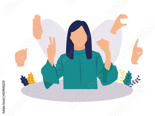 Girl Explain with Sign Language