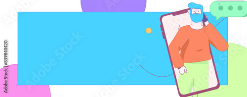 Virtual characters social communication concept business flat vector hand drawn illustration
