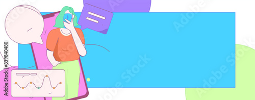 Virtual characters social communication concept business flat vector hand drawn illustration
