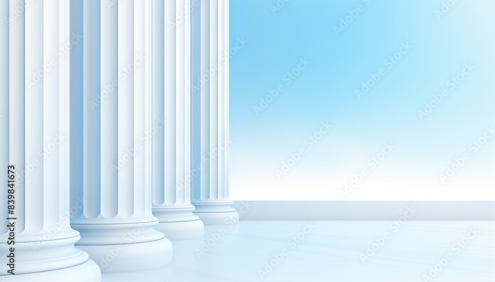 white pillars in blue background white pillars in blue background