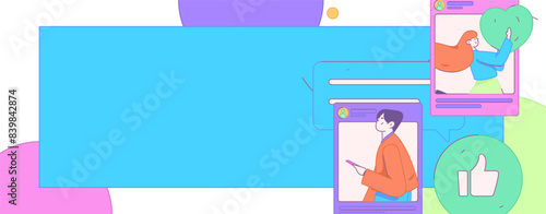 Virtual characters social communication concept business flat vector hand drawn illustration
