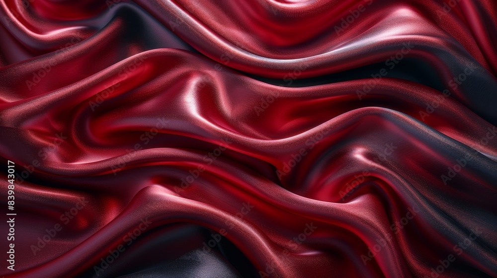 Close-up of luxurious red and black silk fabric creating a stunning abstract background with smooth, flowing folds and a rich, elegant texture. Close-up of luxurious red and black silk fabric creating a stunning abstract background with smooth, flowing folds and a rich, elegant texture.