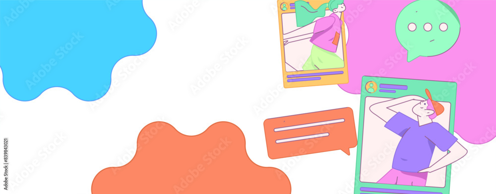 Virtual characters social communication concept business flat vector hand drawn illustration
Virtual characters social communication concept business flat vector hand drawn illustration