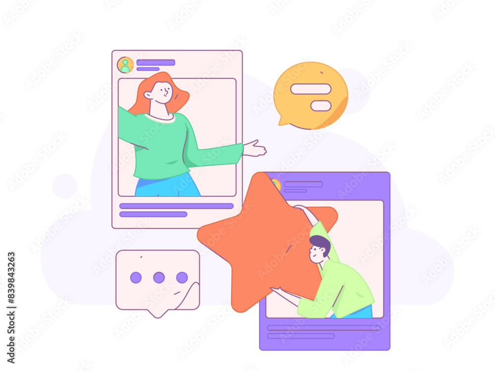 Virtual characters social communication concept business flat vector hand drawn illustration
Virtual characters social communication concept business flat vector hand drawn illustration