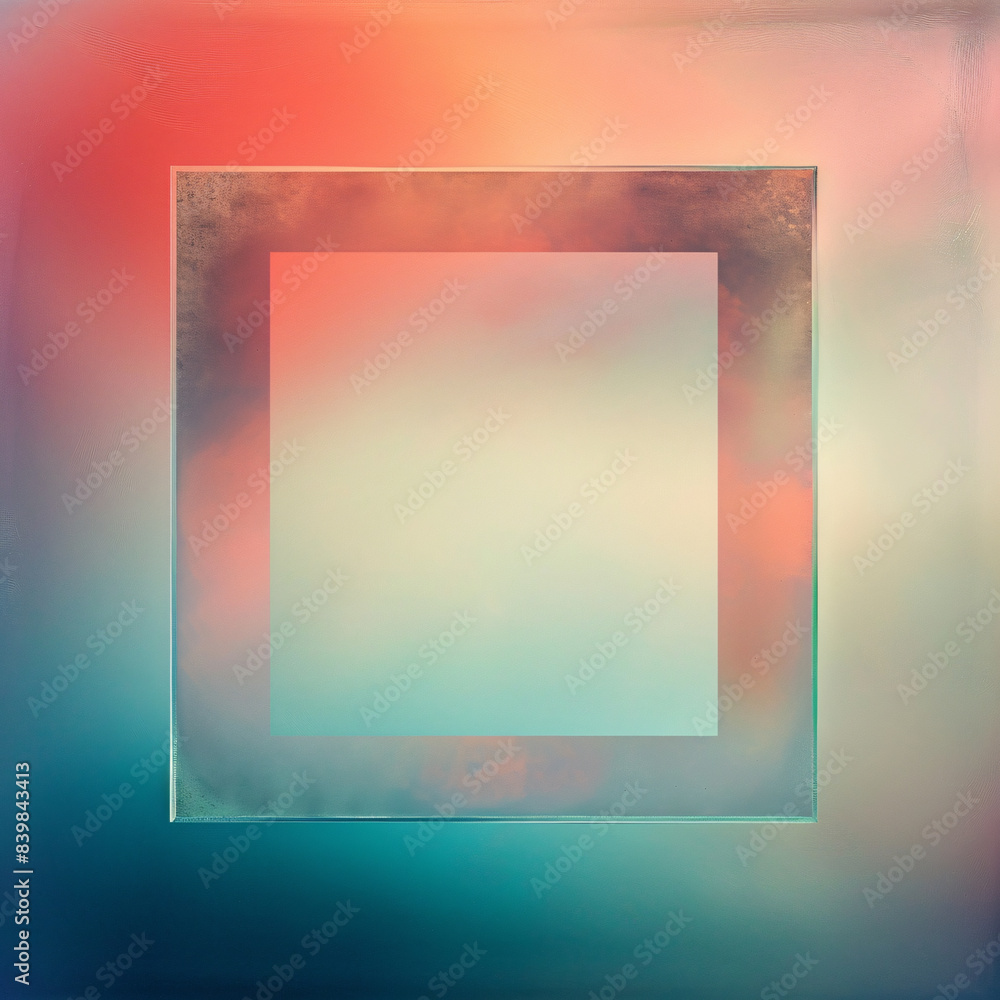 Square frame filled with a harmonious blend of gradient colors, smoothly transitioning with an overall blurred texture Square frame filled with a harmonious blend of gradient colors, smoothly transitioning with an overall blurred texture
