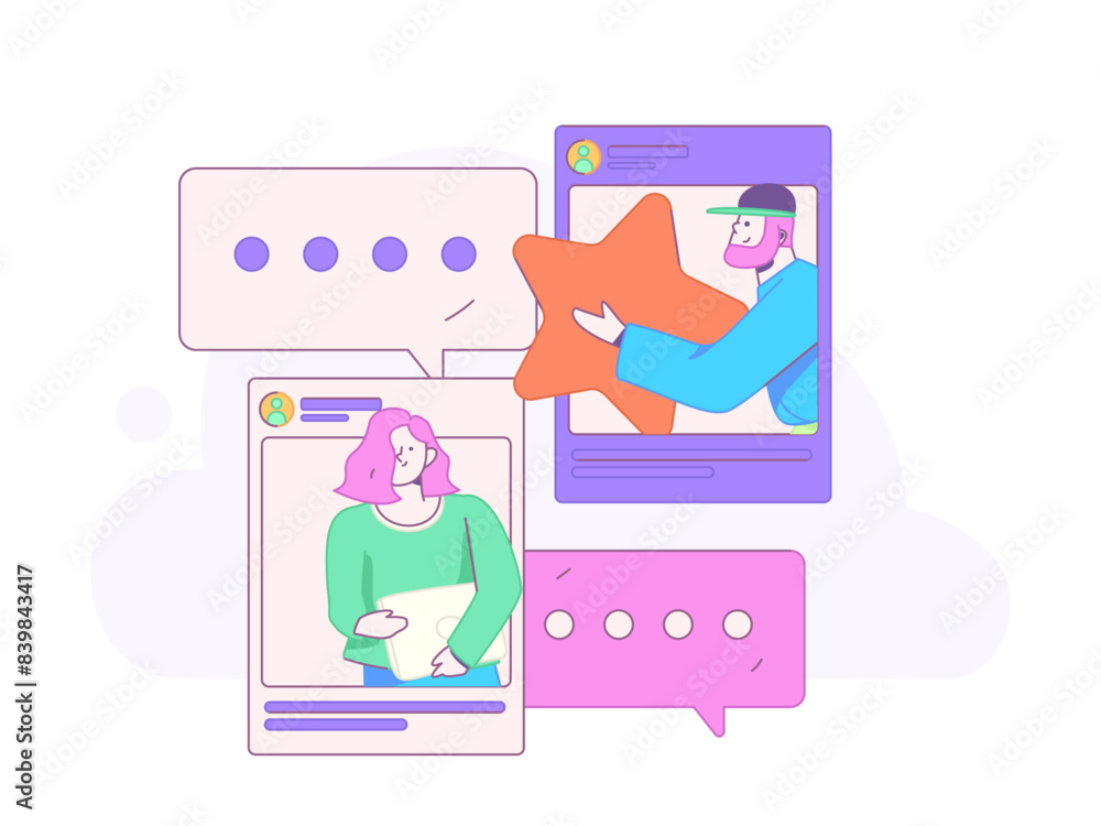Virtual characters social communication concept business flat vector hand drawn illustration
Virtual characters social communication concept business flat vector hand drawn illustration