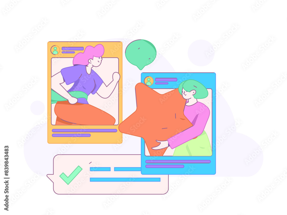 Virtual characters social communication concept business flat vector hand drawn illustration
Virtual characters social communication concept business flat vector hand drawn illustration