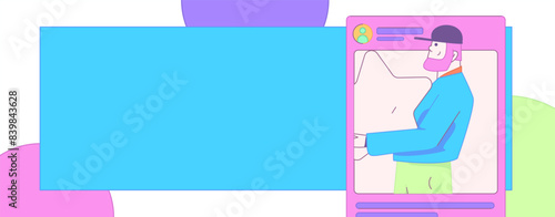 Virtual characters social communication concept business flat vector hand drawn illustration

