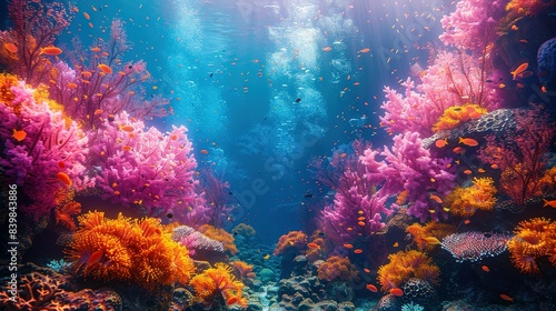 Amazing Coral Reefs with Multi-Colored Fish and Sea Creatures