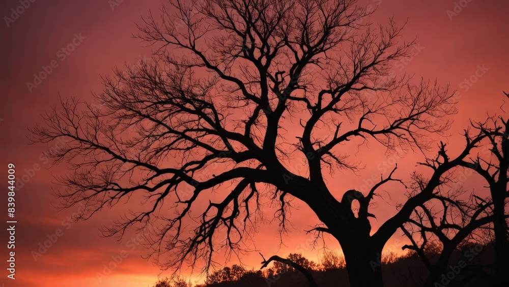Silhouette of a tree against a red sunset Silhouette of a tree against a red sunset