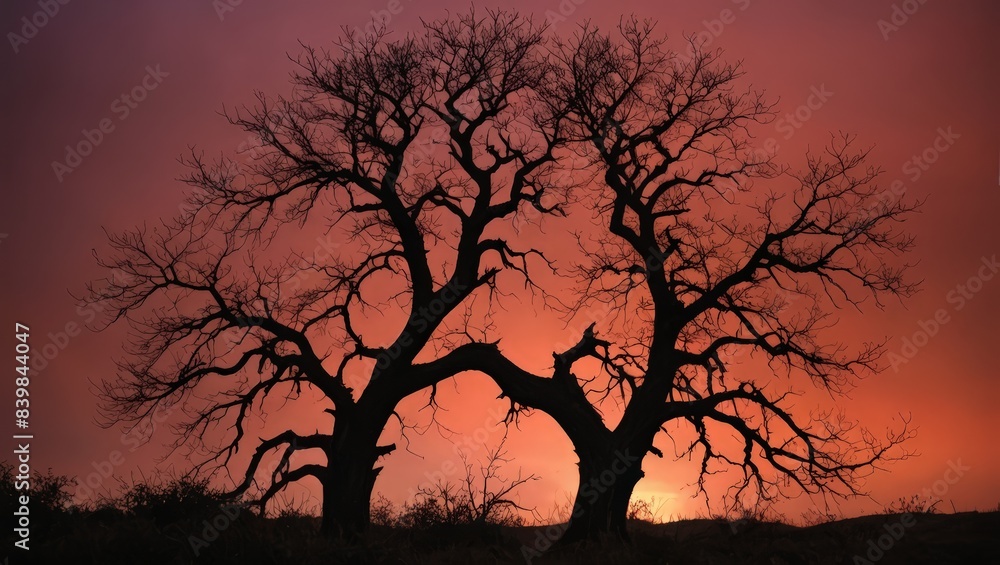 Silhouette of a tree at sunset Silhouette of a tree at sunset