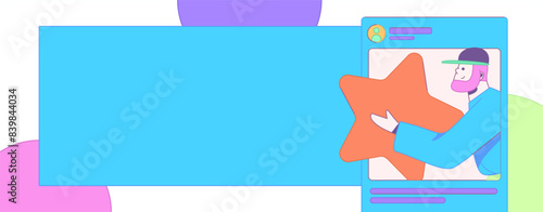 Virtual characters social communication concept business flat vector hand drawn illustration
