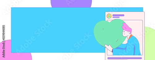 Virtual characters social communication concept business flat vector hand drawn illustration

