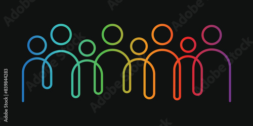 Vector illustration of inclusion and diversity on a black background.Vector illustration