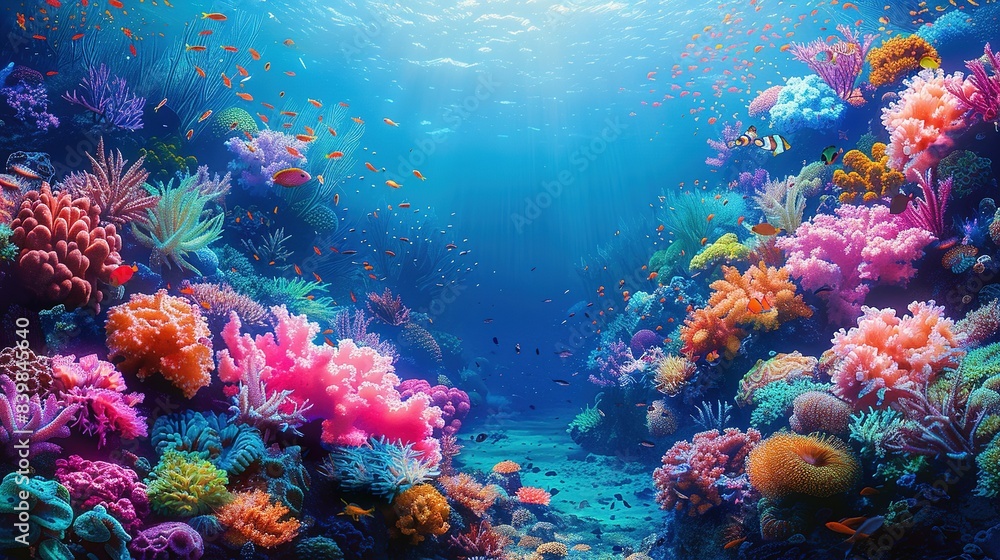 Stunning Coral Reef with a Variety of Tropical Fish Stunning Coral Reef with a Variety of Tropical Fish