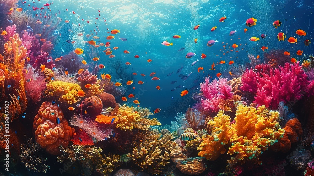 Fototapeta premium Tropical Fish Amidst Incredible Coral Reefs
