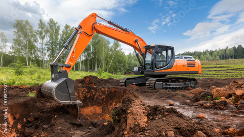 Excavator in Forested Area