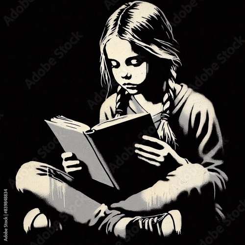 A young girl who looks innocent reading a book