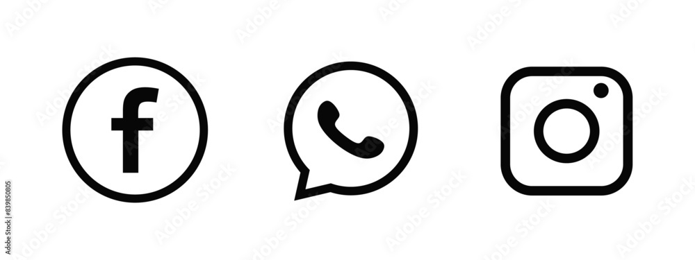 Facebook Instagram WhatsApp. Social Media Icons. Transparent Background ...