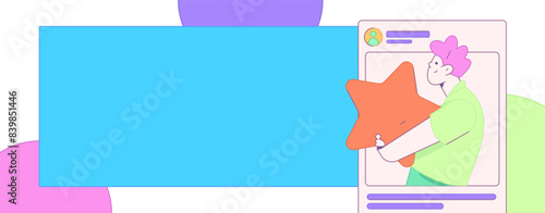 Virtual characters social communication concept business flat vector hand drawn illustration
