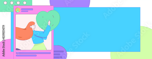 Virtual characters social communication concept business flat vector hand drawn illustration
