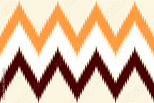 Pixel ethnic pattern, Vector embroidery pattern background, Geometric traditional triangle style, Blue and orange pattern knitting vintage, Design for textile, fabric, batik, kaftan, fibres