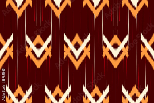 Pixel ethnic pattern, Vector embroidery pattern background, Geometric traditional triangle style, Blue and orange pattern knitting vintage, Design for textile, fabric, batik, kaftan, fibres