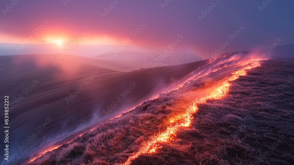 Flames on the edge of the hill