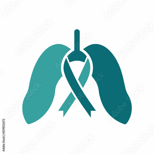 Modern minimalistic lung cancer logo icon vector art silhouette illustration