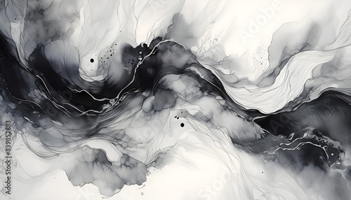 Abstract watercolor black and white for background 