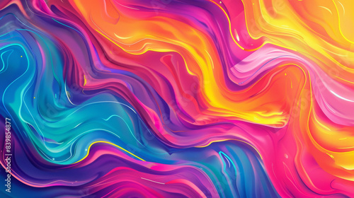 Abstract colorful background with wavy patterns and vibrant colors. Vector illustration of rainbow color waves in a fluid design for creative artwork