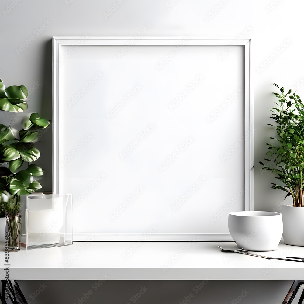 White frame mockup on table White frame mockup on table
