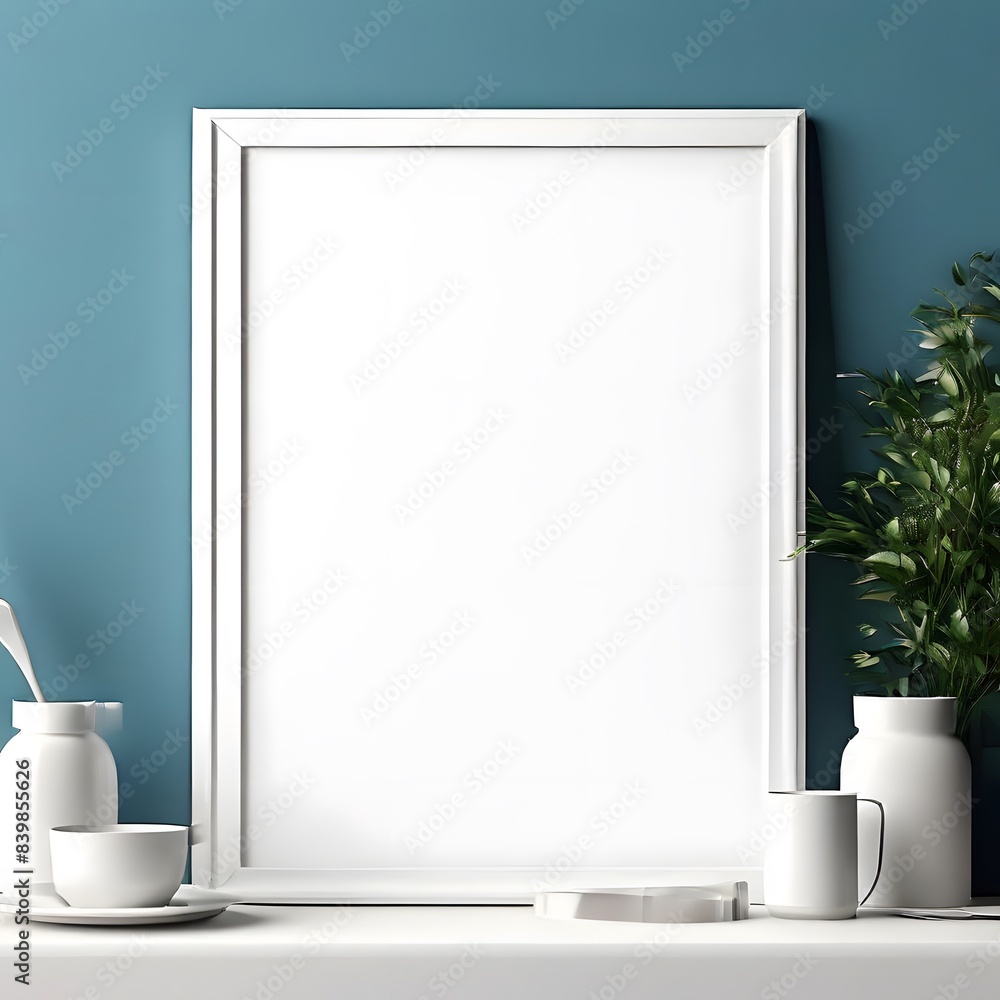 White frame mockup on table White frame mockup on table