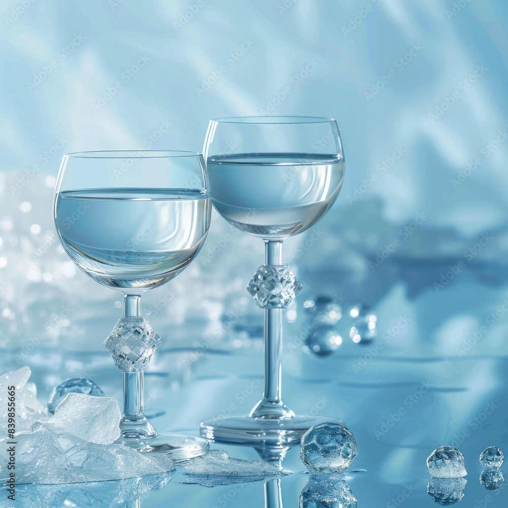 Elegant Crystal Glass Both symbols crafted in transparent crystal, AI Generative Elegant Crystal Glass Both symbols crafted in transparent crystal, AI Generative