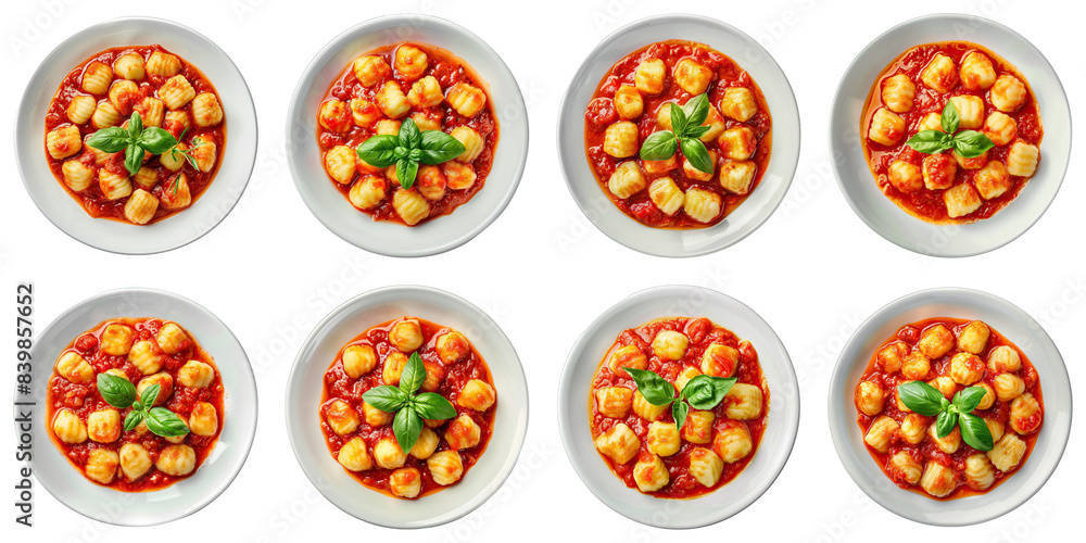 Set of Gnocchi With Marinara Sauce isolated on transparent png background. Generative ai Set of Gnocchi With Marinara Sauce isolated on transparent png background. Generative ai