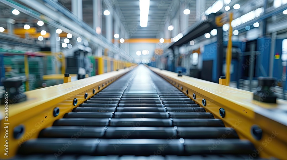 Modern Automated Conveyor Belt System in a High-Tech Industrial Facility Modern Automated Conveyor Belt System in a High-Tech Industrial Facility