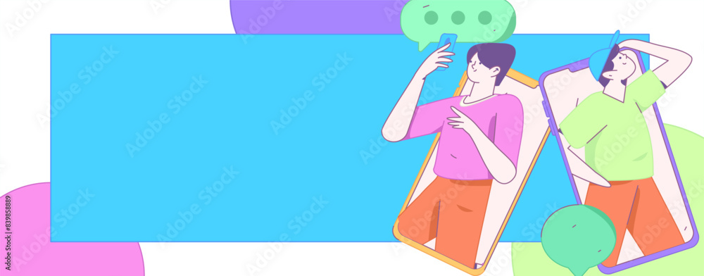 Virtual characters social communication concept business flat vector hand drawn illustration
Virtual characters social communication concept business flat vector hand drawn illustration