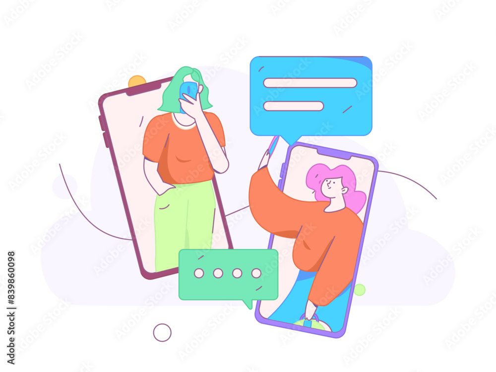 Virtual characters social communication concept business flat vector hand drawn illustration
Virtual characters social communication concept business flat vector hand drawn illustration