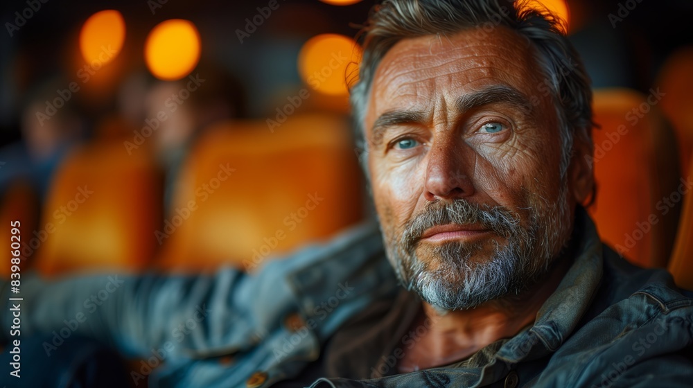 Man With Beard Sitting in the Theater Man With Beard Sitting in the Theater