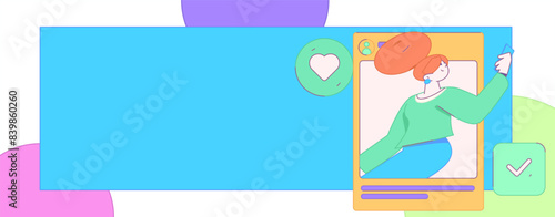 Virtual characters social communication concept business flat vector hand drawn illustration
