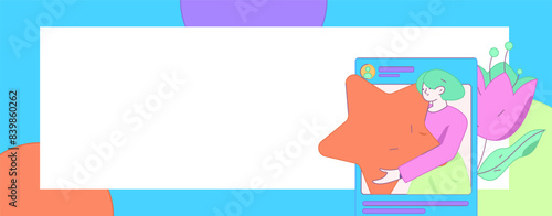 Virtual characters social communication concept business flat vector hand drawn illustration
