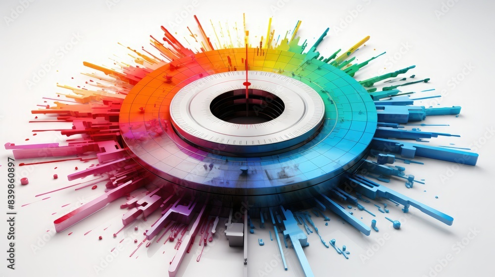 Vibrant multicolor spectrum bursting from circular form, digital ...