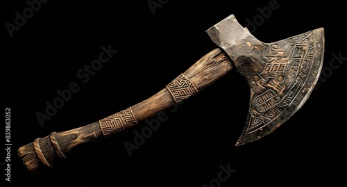 Ornate battle axe with intricate carvings